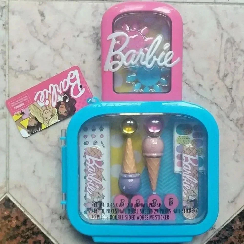 NEW Barbie Super Sweet Nail Salon Case 12pc Playset